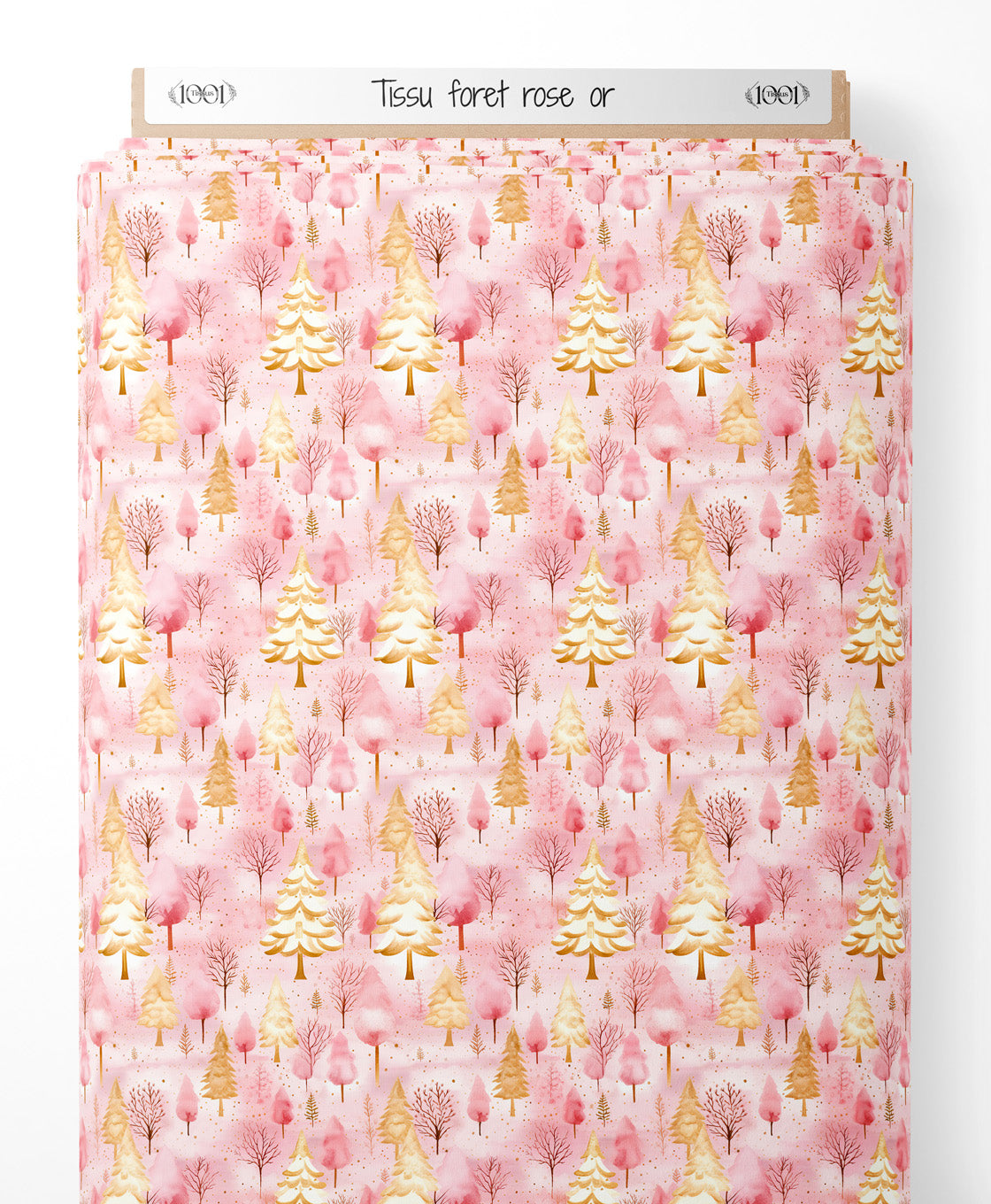 Tissu - foret rose or