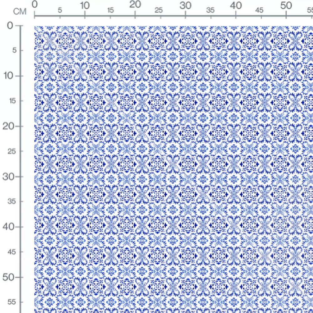 Tissu - Fleurs géométriques bleues