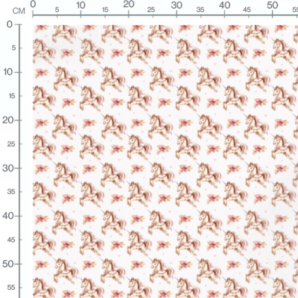 Tissu - Licornes et roses pastel