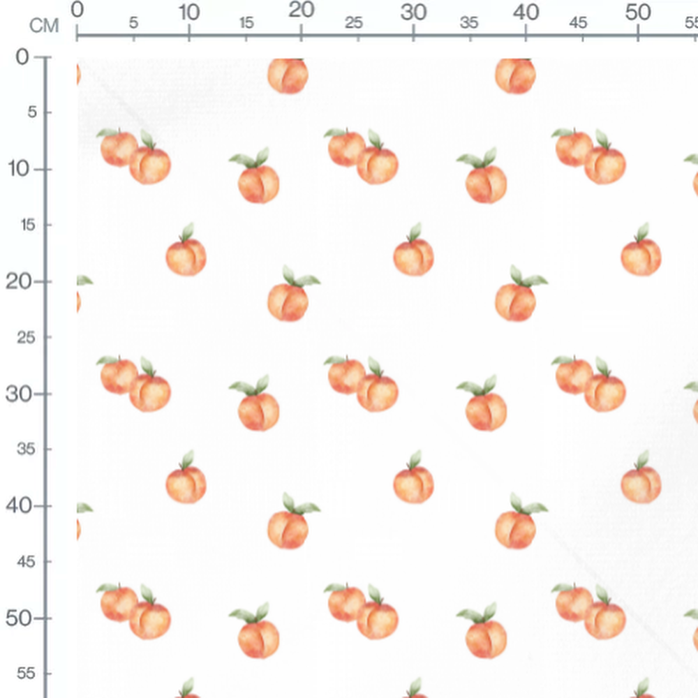 Tissu - Pêches aquarelle et vert frais