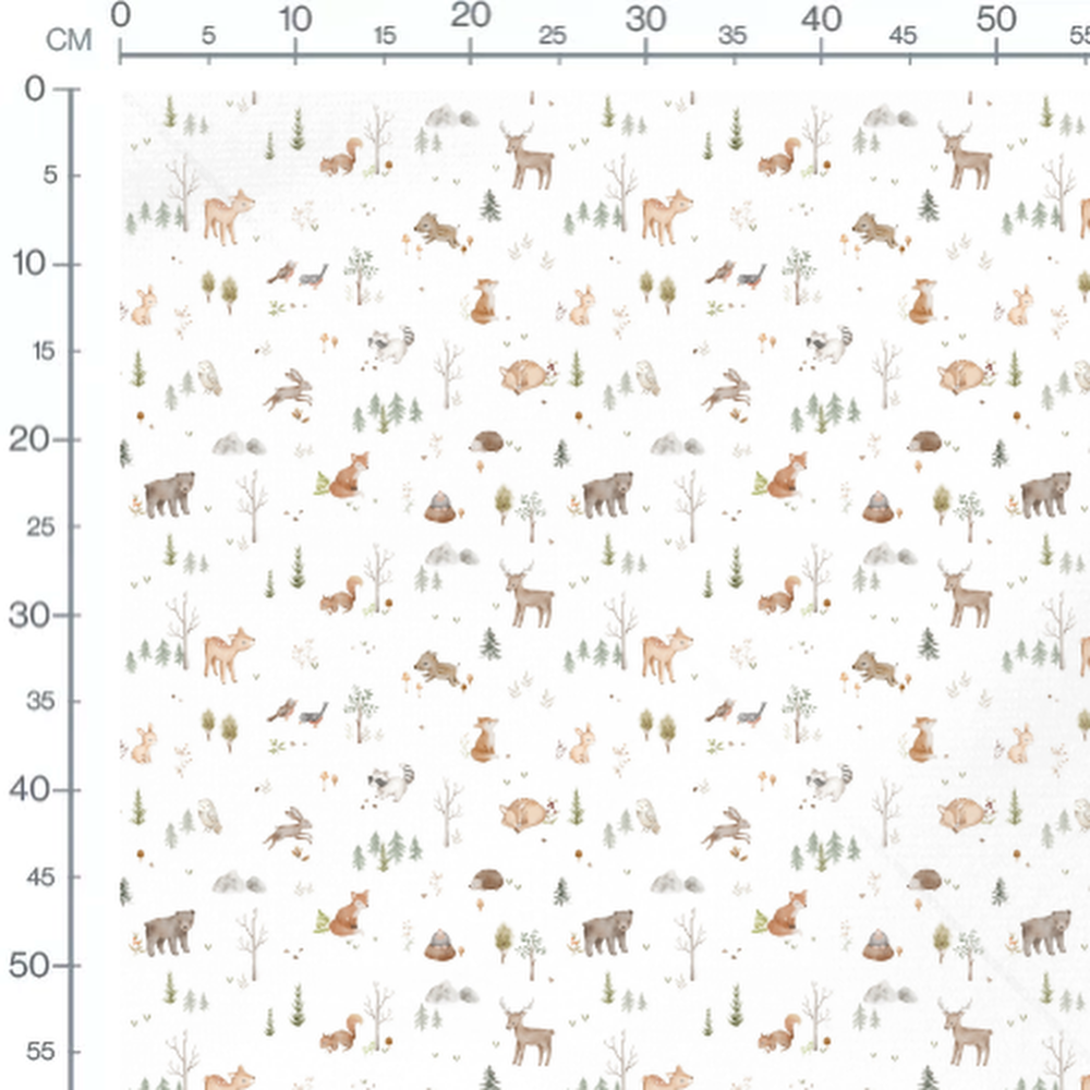 Tissu - Animaux forestiers variés