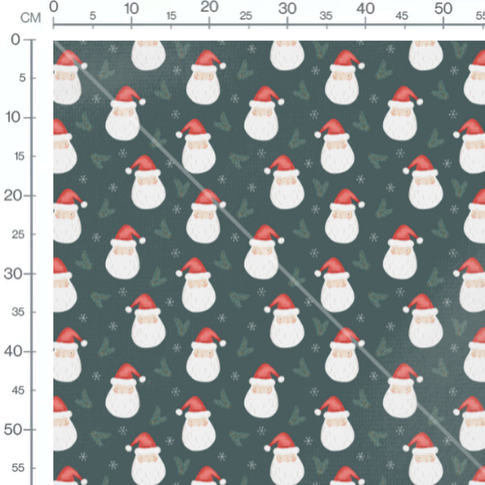 Tissu - Pères Noël sur fond vert