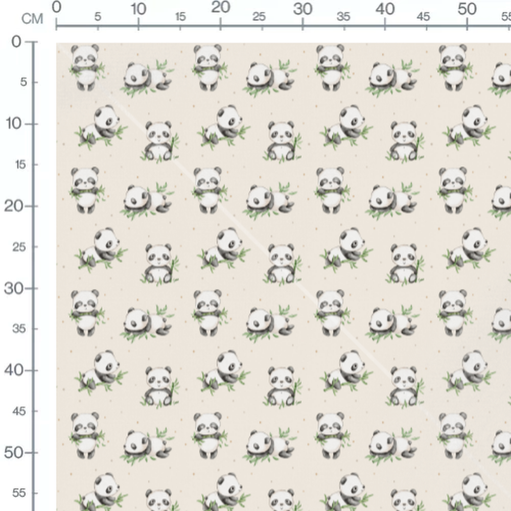 Tissu - Pandas et bambous adorables