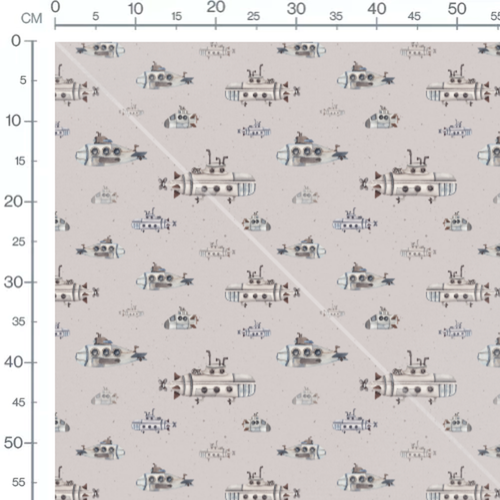 Tissu - Sous-marins vintage dessinés