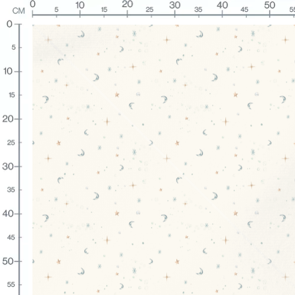 Tissu - Lunes et étoiles pastel