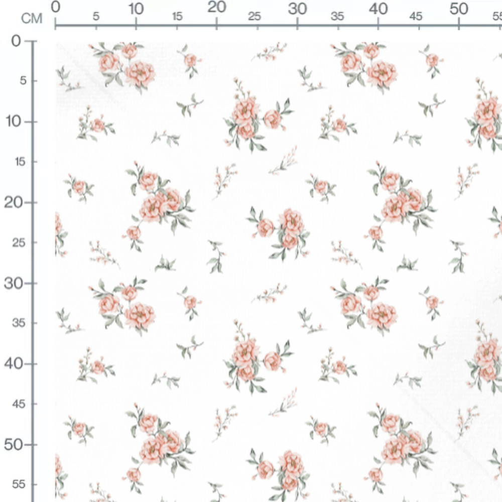 Tissu - Roses pastel sur fond blanc