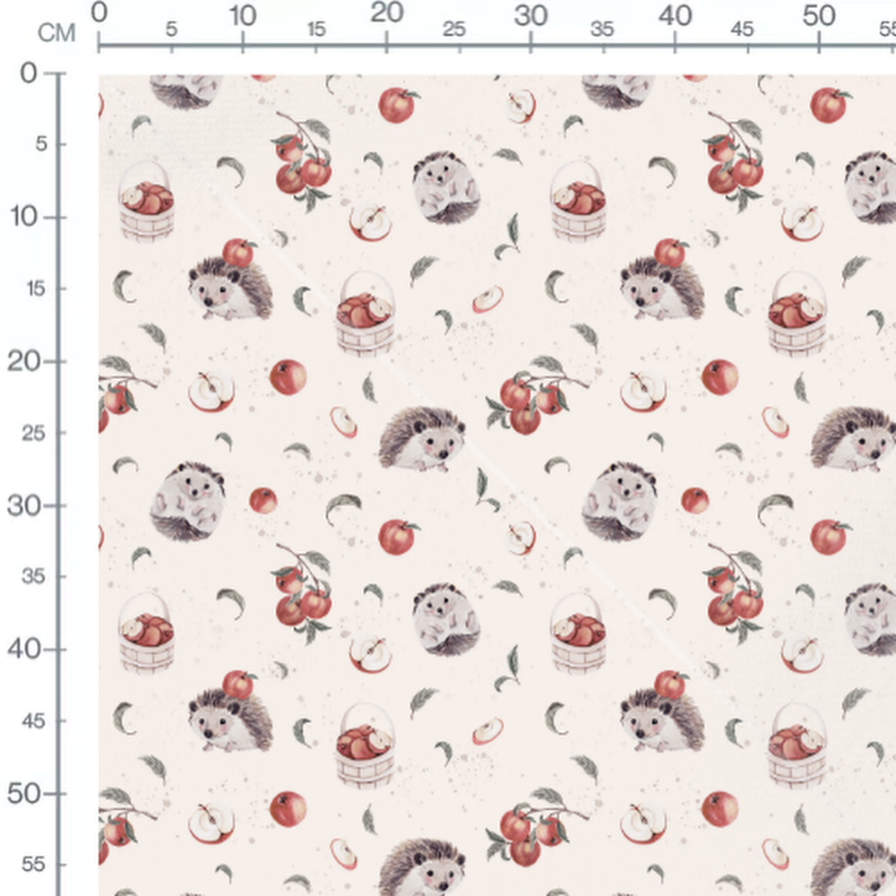 Tissu - Hérissons mignons sur beige