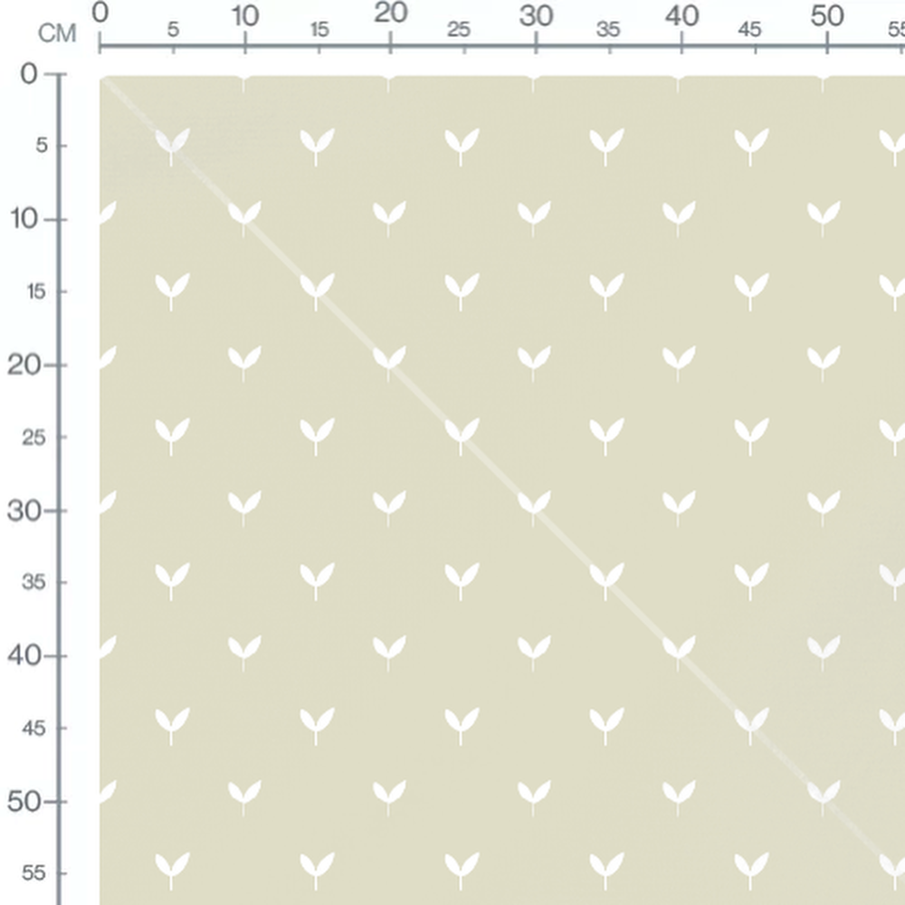 Tissu - Pousses blanches sur beige