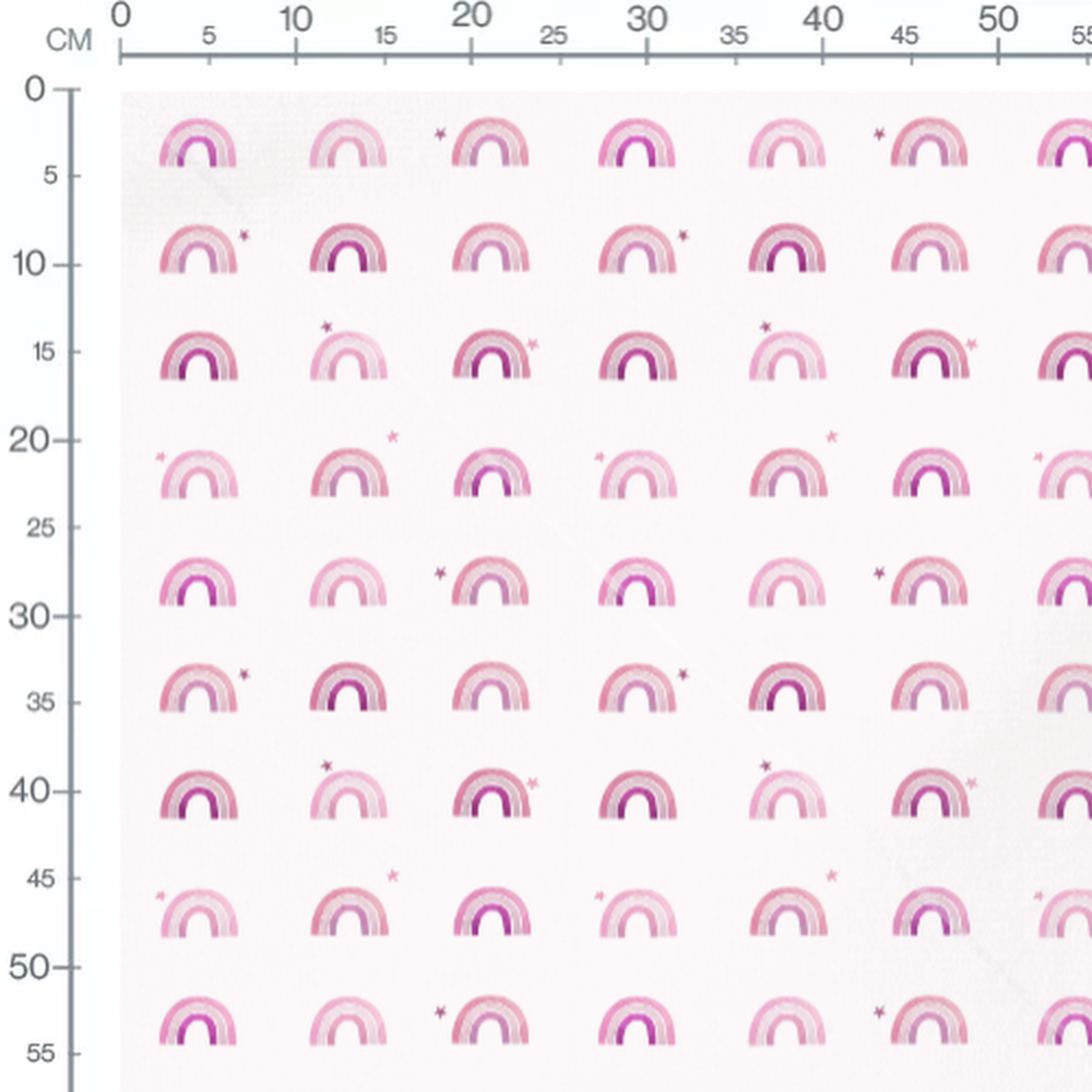 Tissu - Arcs-en-ciel roses et étoiles