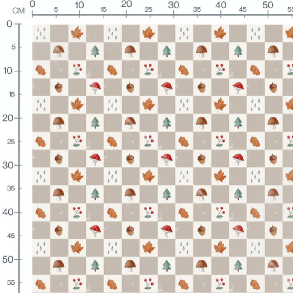 Tissu - Motifs automnaux sur fond beige