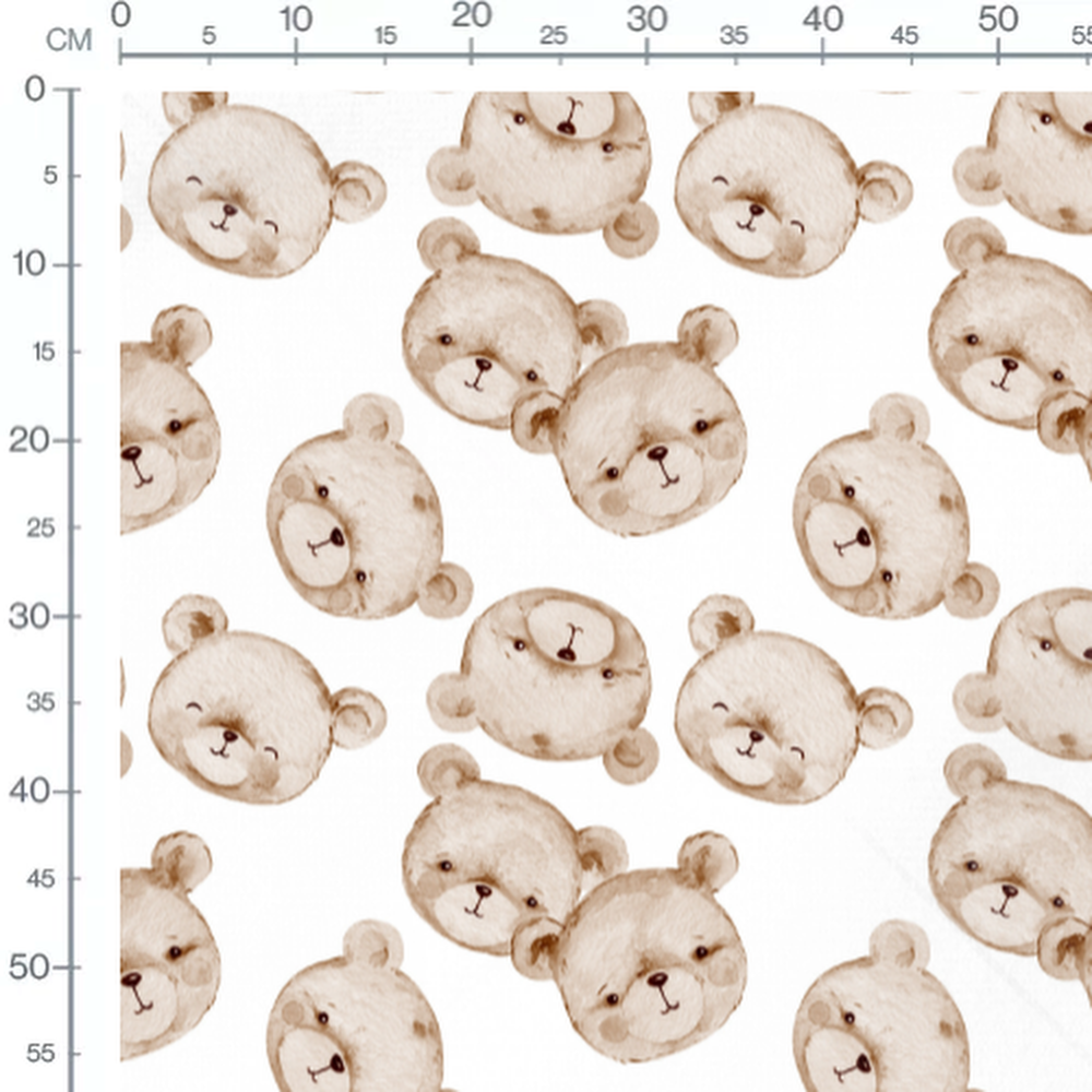 Tissu - Ours marron clair souriants