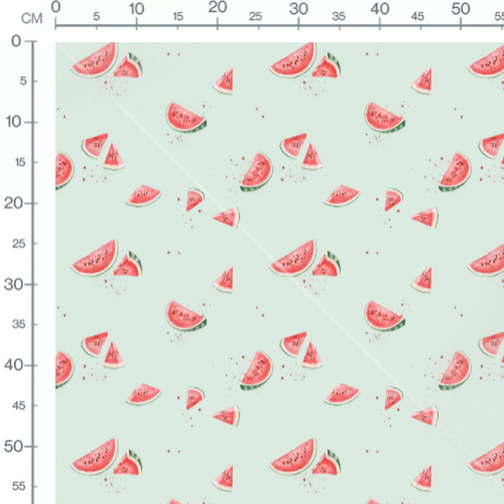 Tissu - Pastèques rouges sur fond vert
