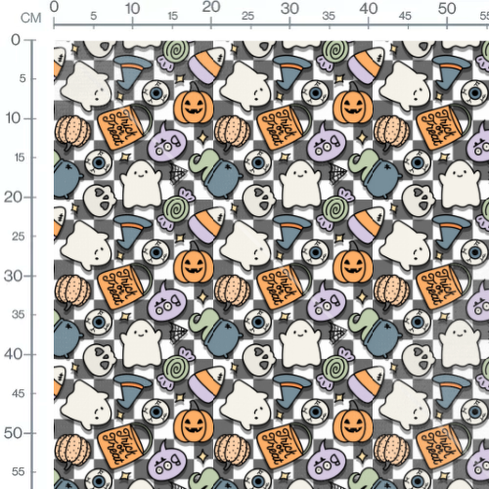 Tissu - Halloween coloré à carreaux