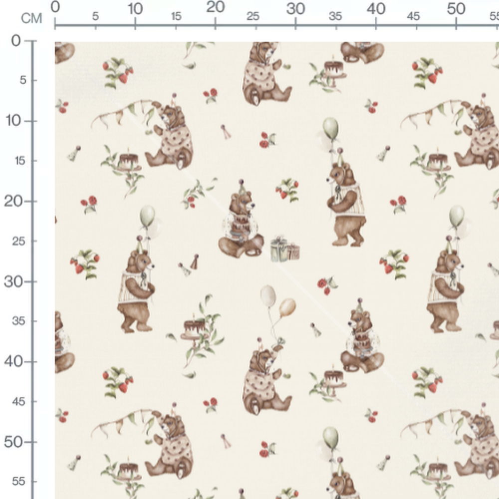 Tissu - Ours festifs sur fond crème