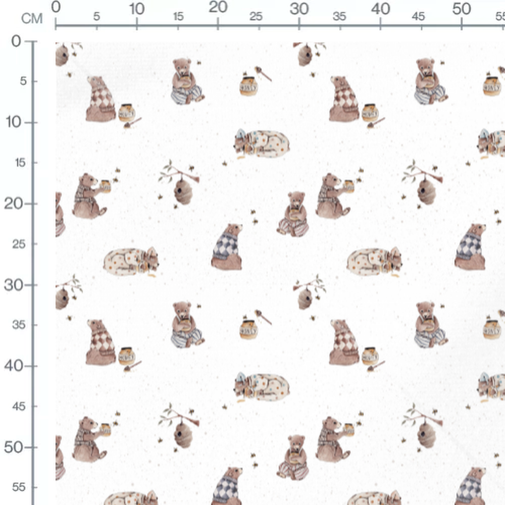 Tissu - Ours mignons avec miel