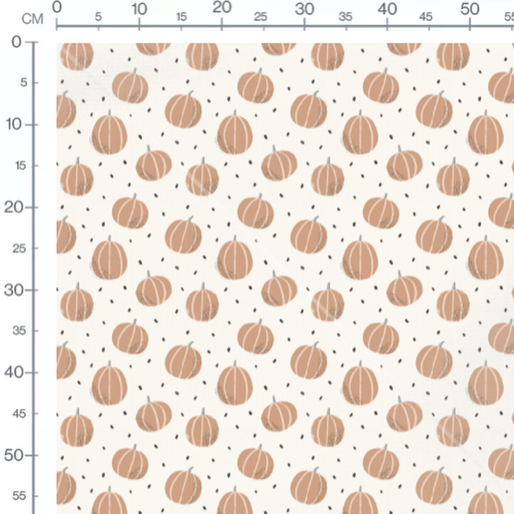 Tissu - Citrouilles et points noirs
