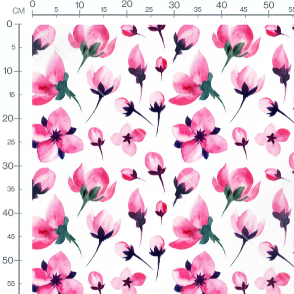 Tissu - Fleurs roses et vertes vives