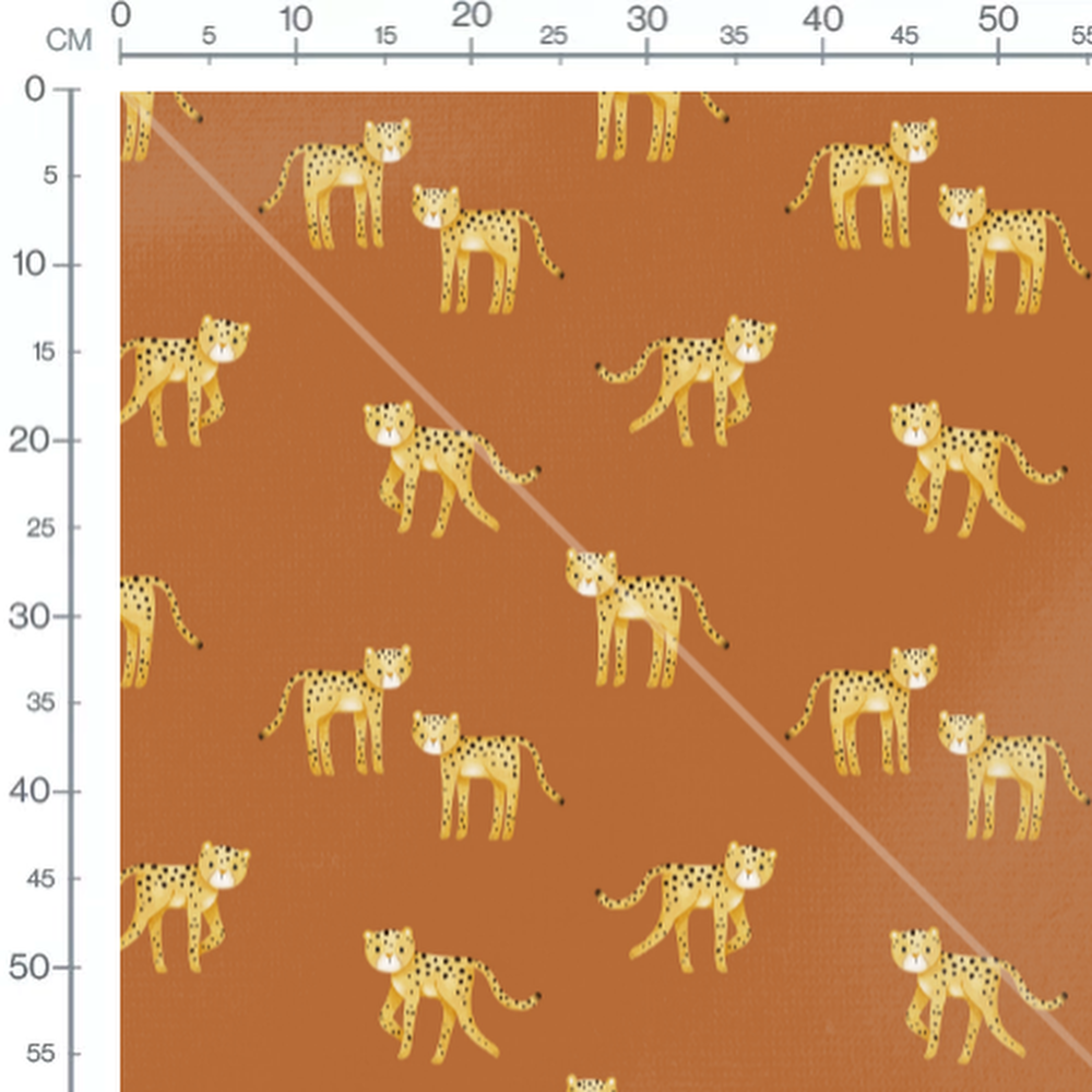 Tissu - Léopards souriants sur marron