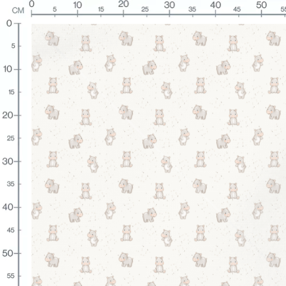 Tissu - Hippopotames mignons sur fond clair