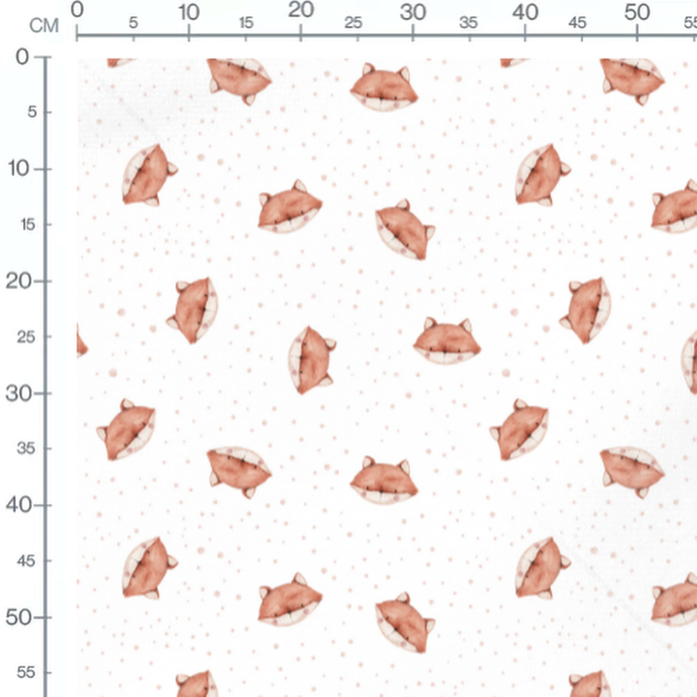 Tissu - Renards et points beige doux