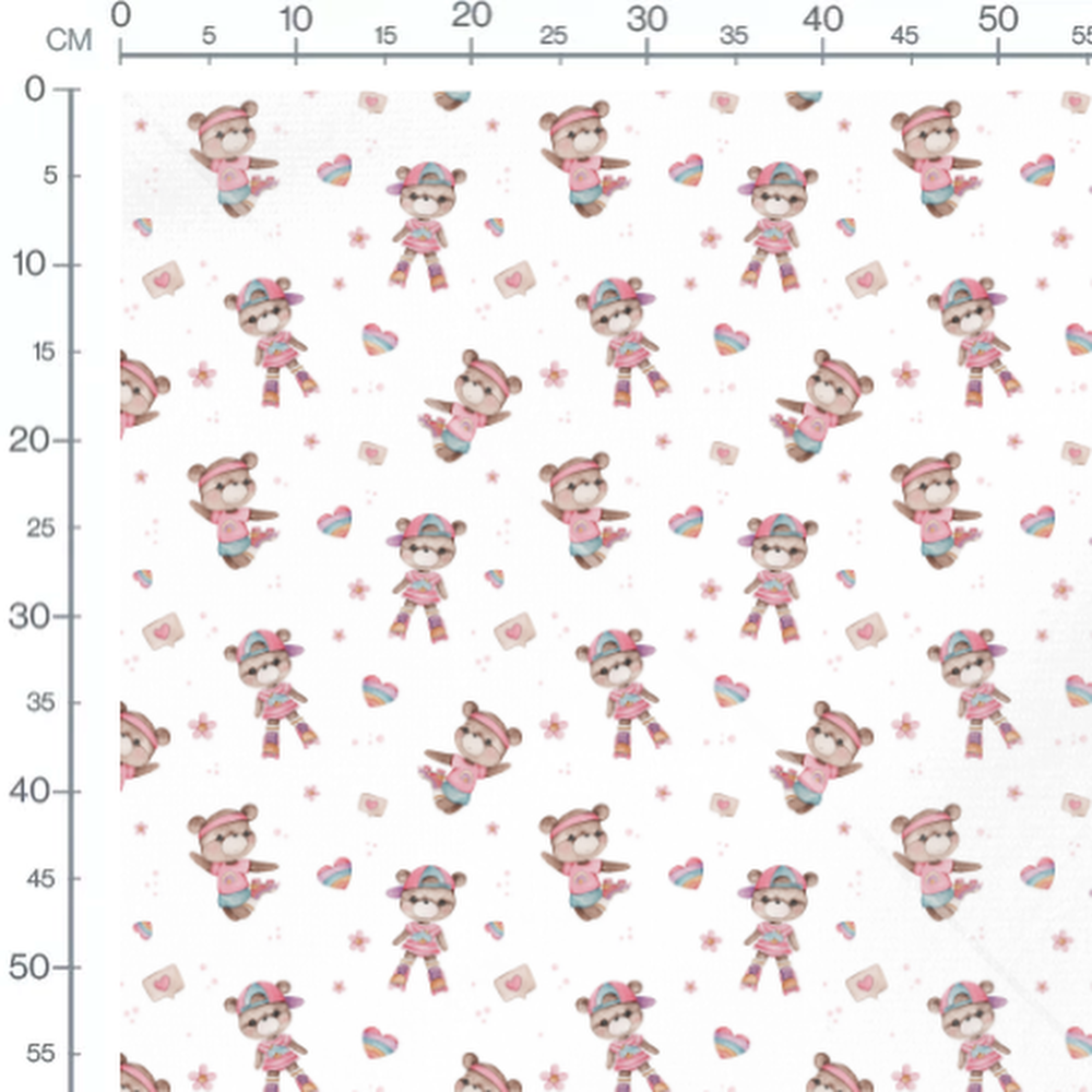 Tissu - Oursons pastel en patins