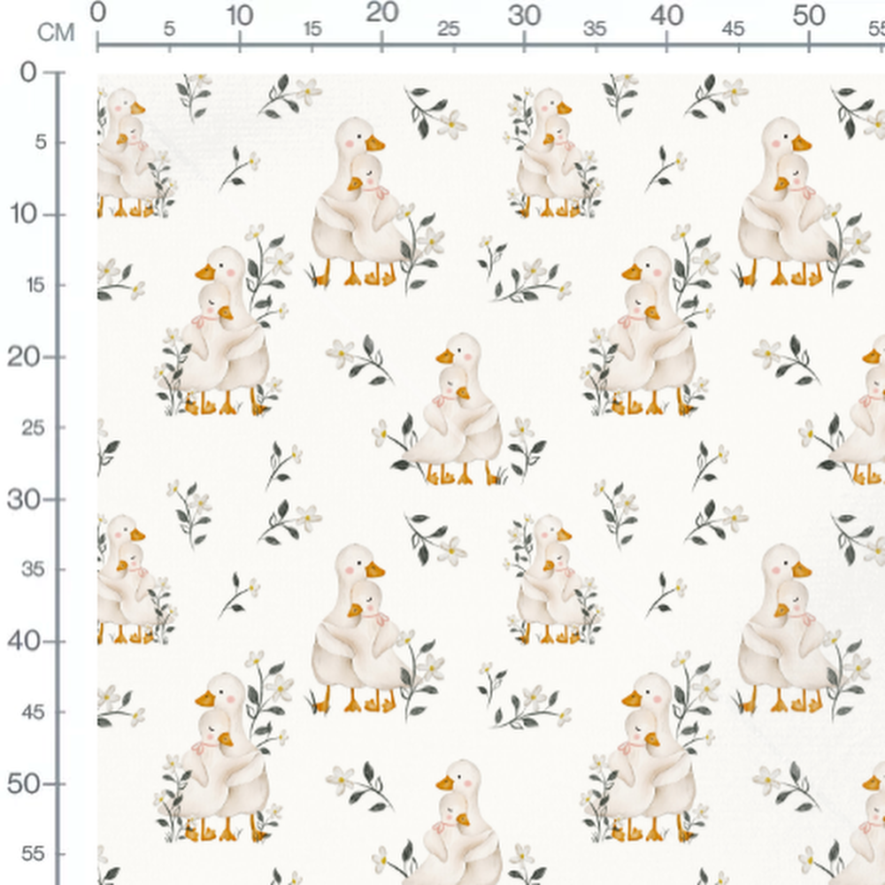 Tissu - Canards et fleurs délicates
