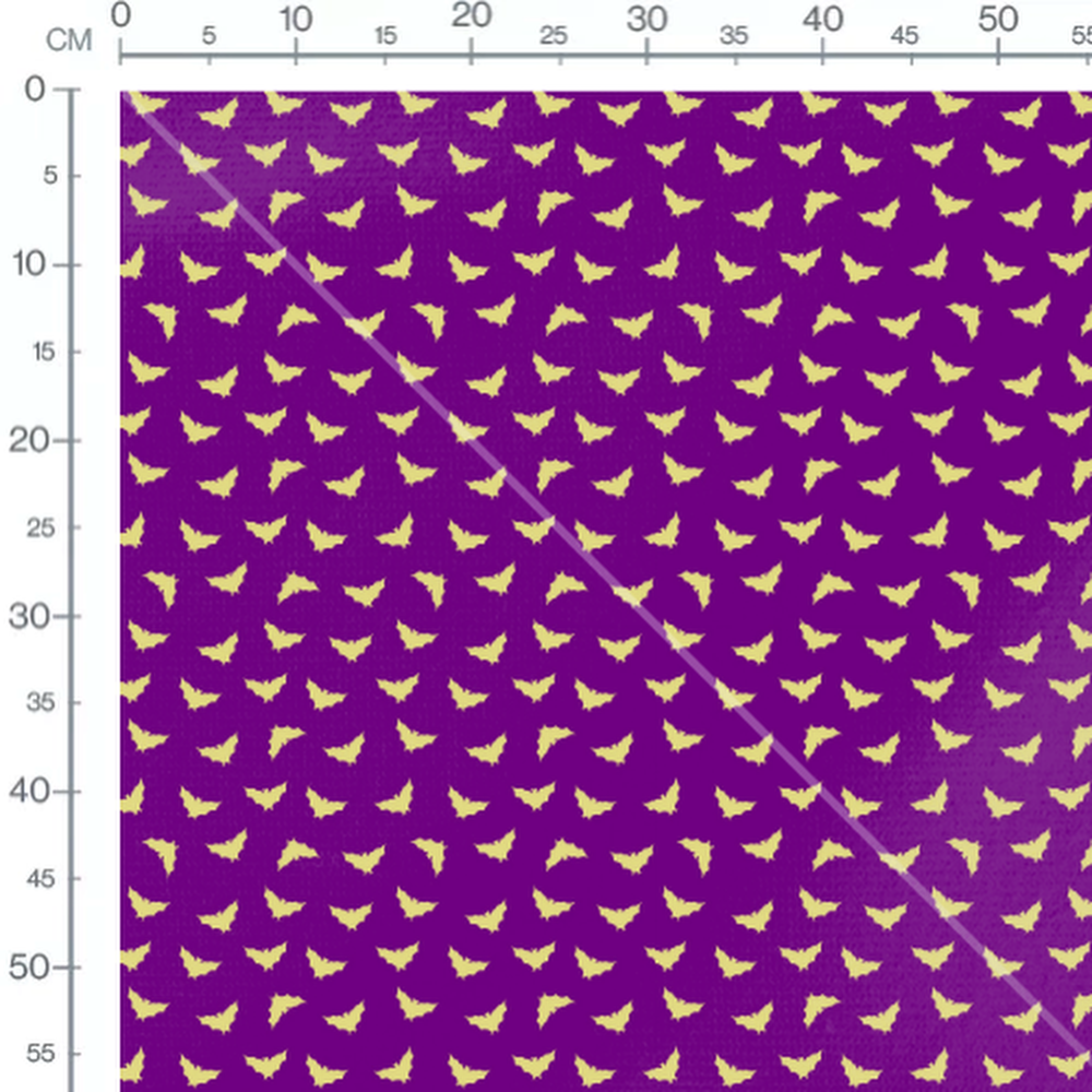 Tissu - Chauves-souris jaunes sur violet