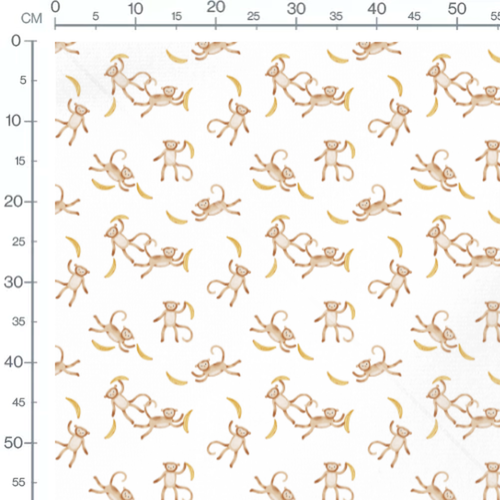 Tissu - Singes et bananes joyeux