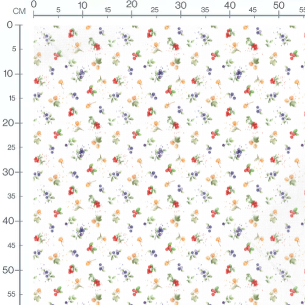 Tissu - Baies colorées sur fond blanc
