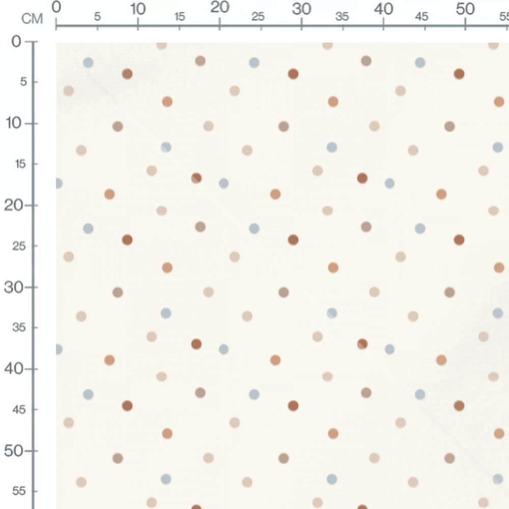 Tissu - Pois marron, beige et bleu