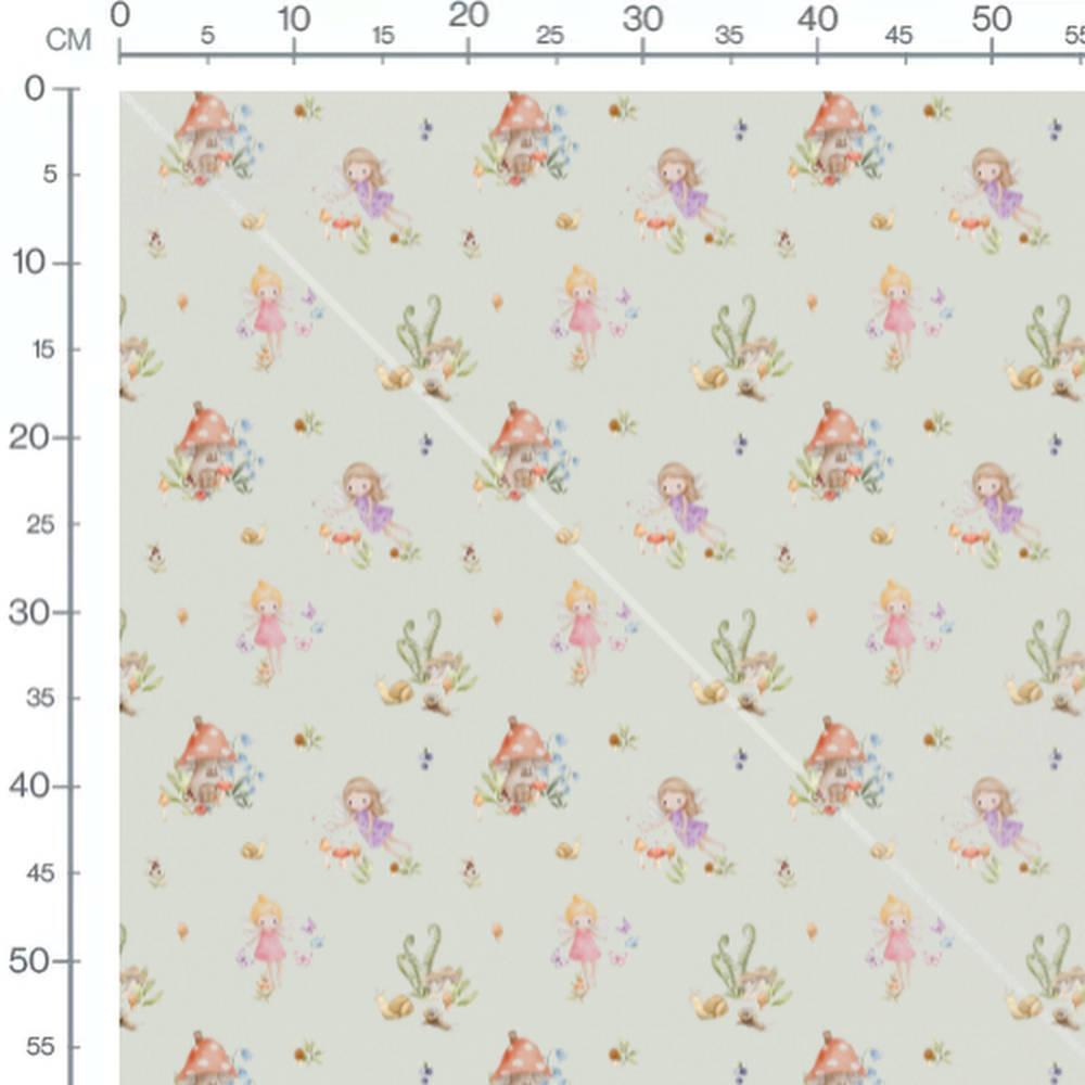 Tissu - Fées colorées et escargots