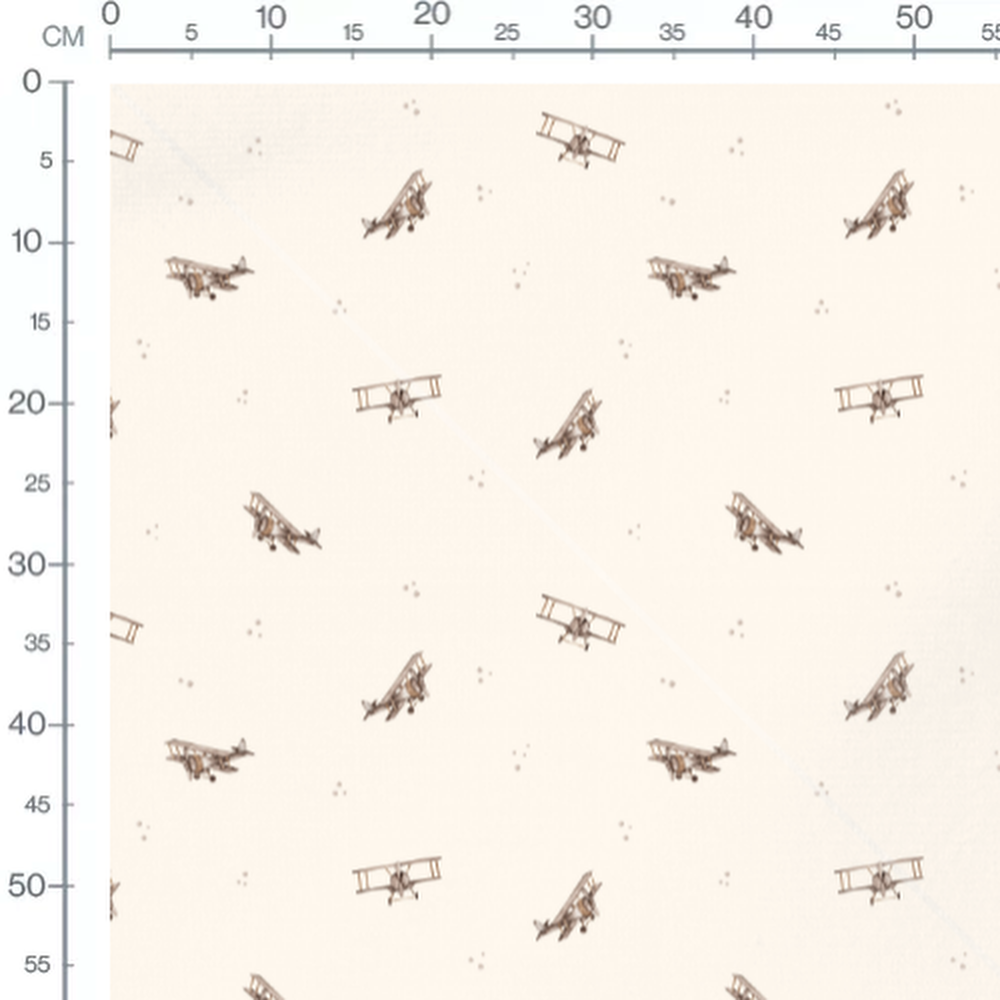 Tissu - Avions biplans beige