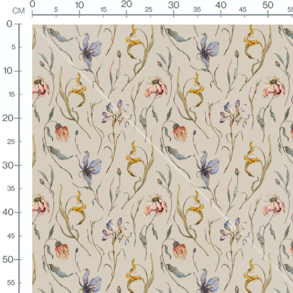 Tissu - Fleurs délicates sur beige 2