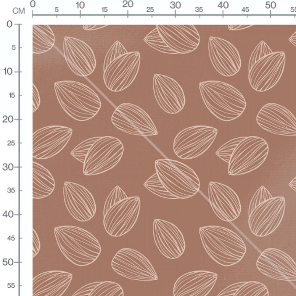 Tissu - Amandes esquissées sur brun