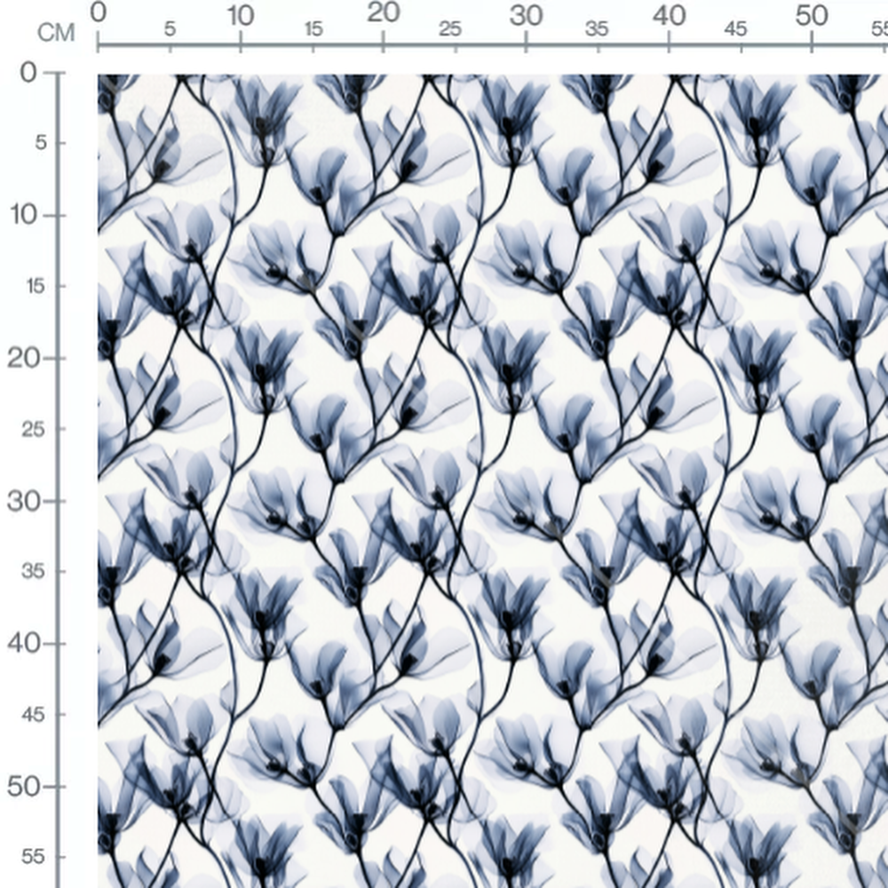 Tissu - Tissu Fleur Xray Bleu Gris