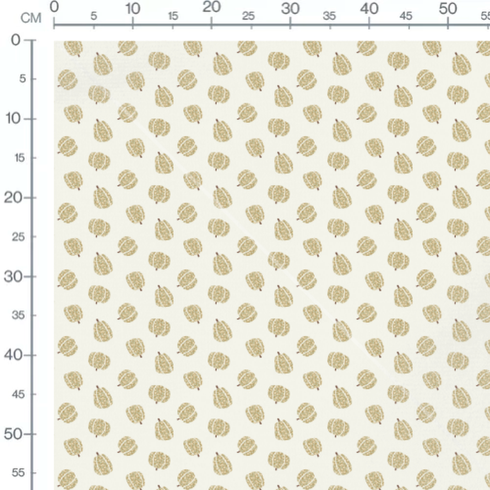 Tissu - Citrouilles florales crème