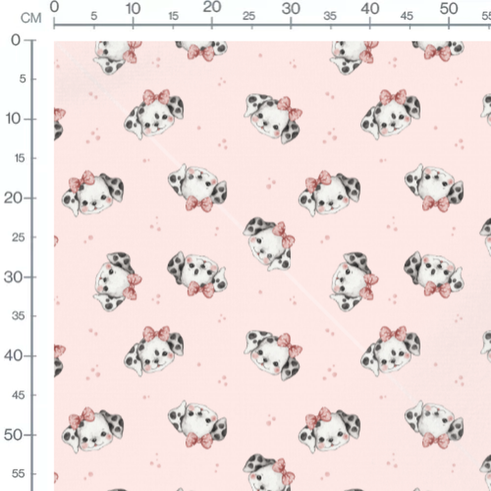 Tissu - Chiots tachetés et nœuds