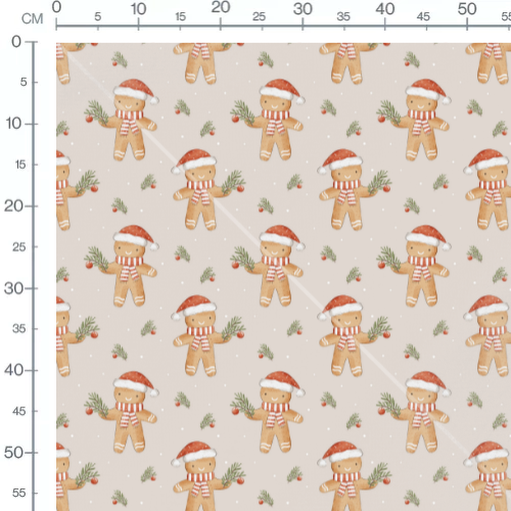 Tissu - Bonhommes Noël sur beige