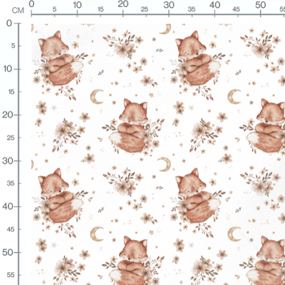 Tissu - Renards et fleurs célestes