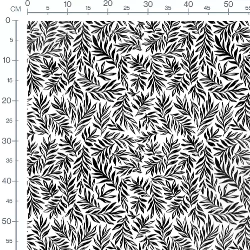 Tissu - Graphisme de feuilles noires