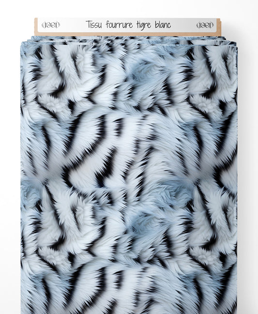 Tissu - fourrure tigre blanc