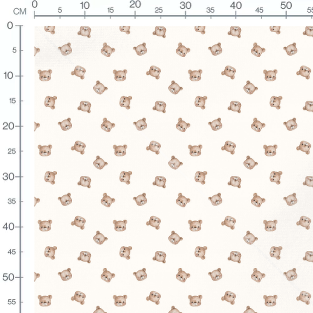Tissu - Ours marron sur fond blanc 2