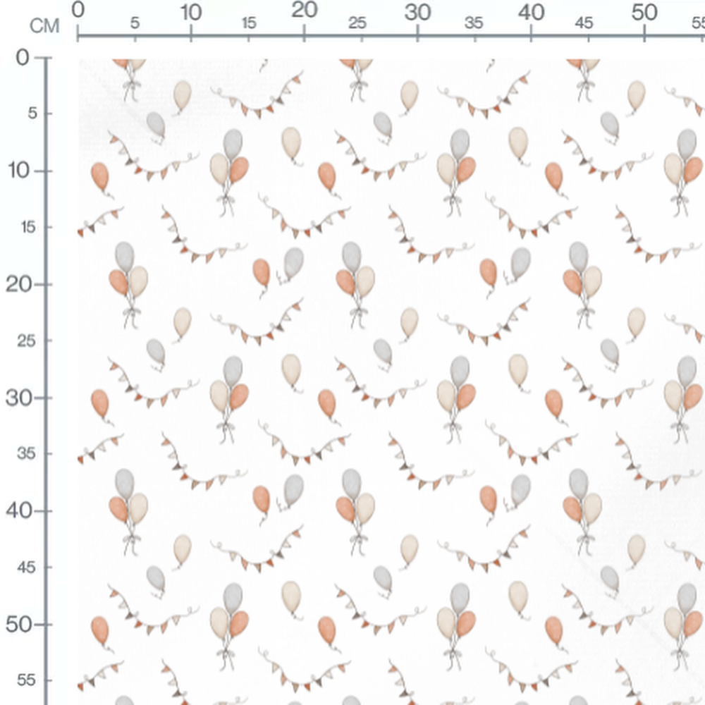 Tissu - Ballons et guirlandes pastel