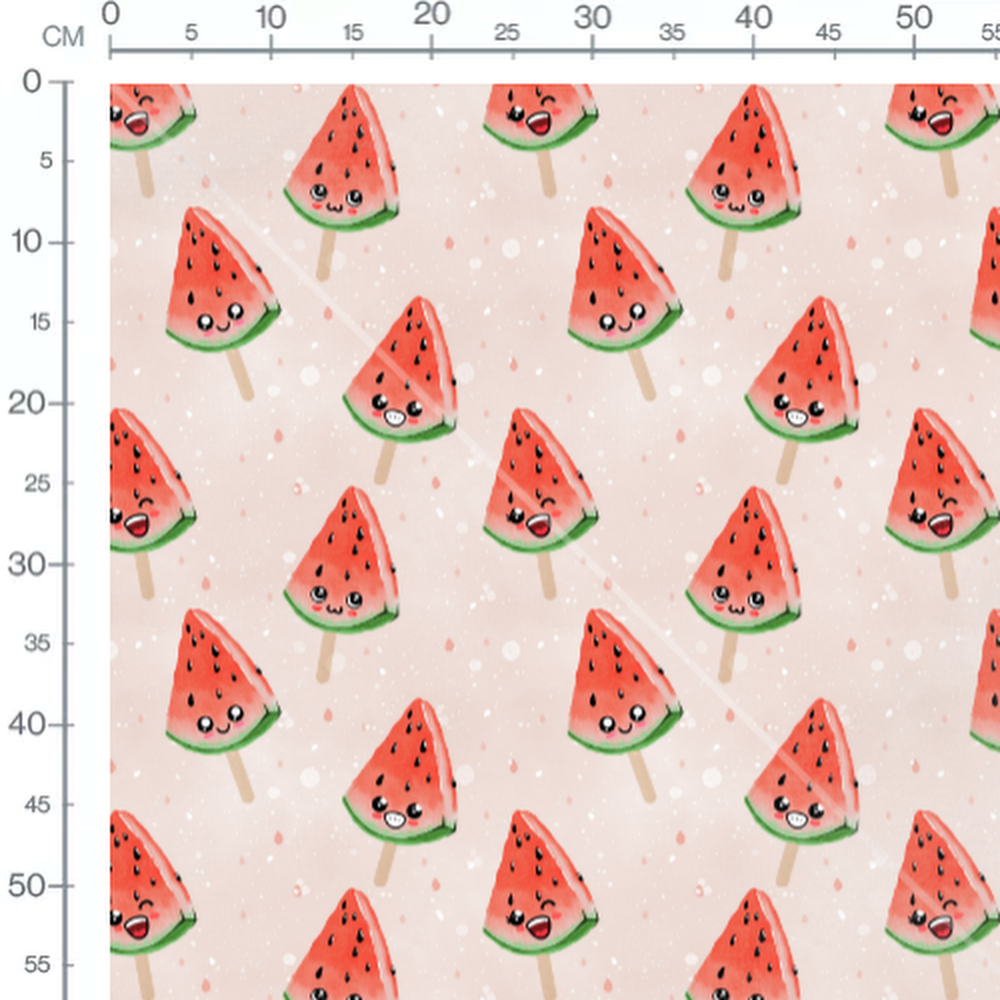 Tissu - Pastèques kawaii sur bâton