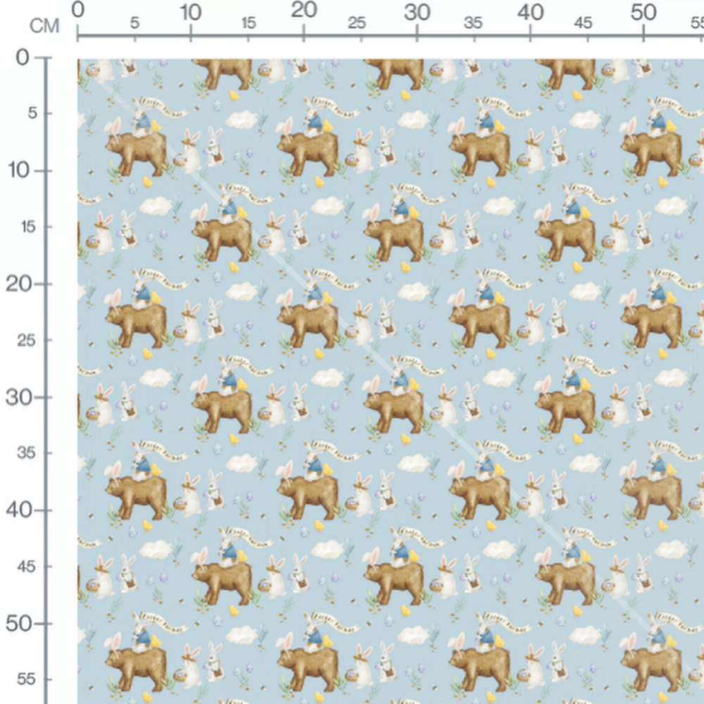 Tissu - Lapins et ours de Pâques