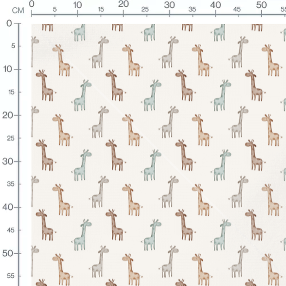 Tissu - Girafes stylisées sur crème
