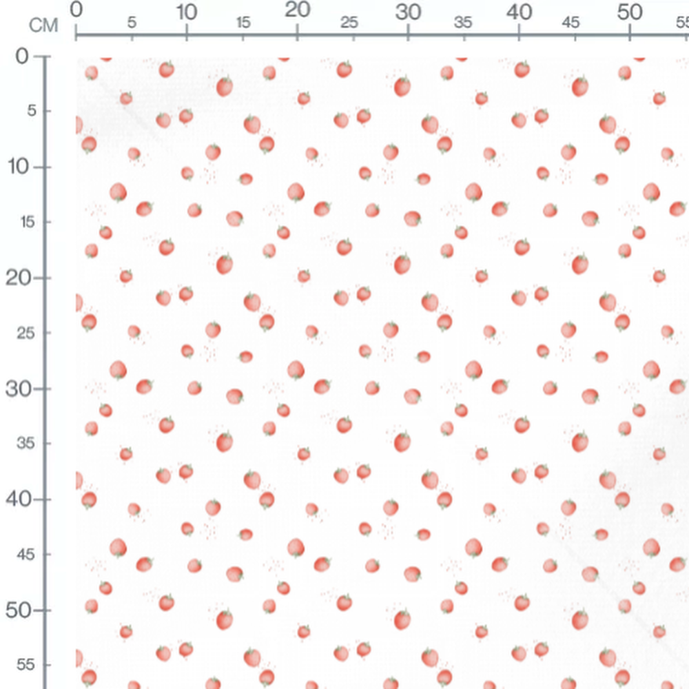Tissu - Fraises et touches de rouge