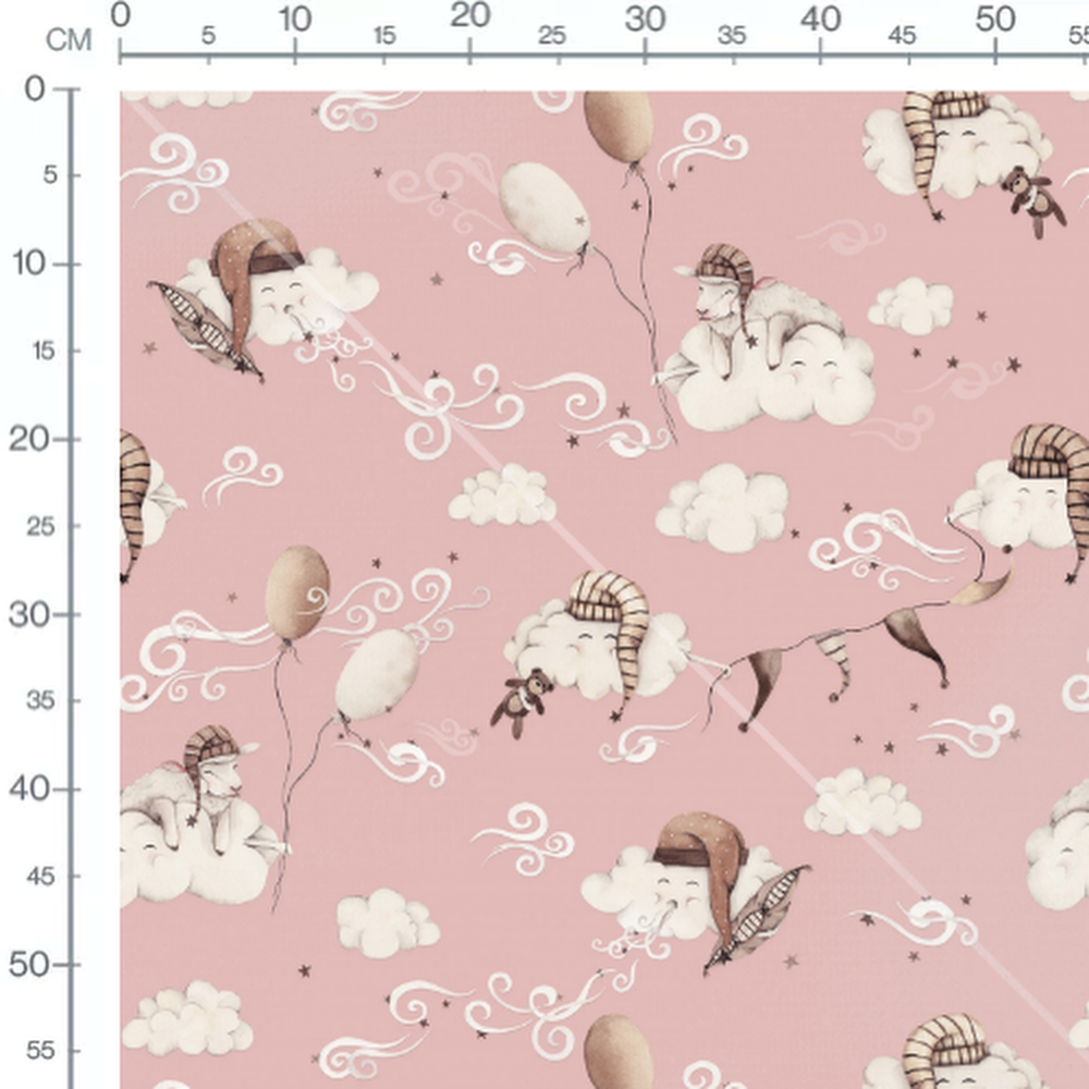 Tissu - Nuages endormis et ballons