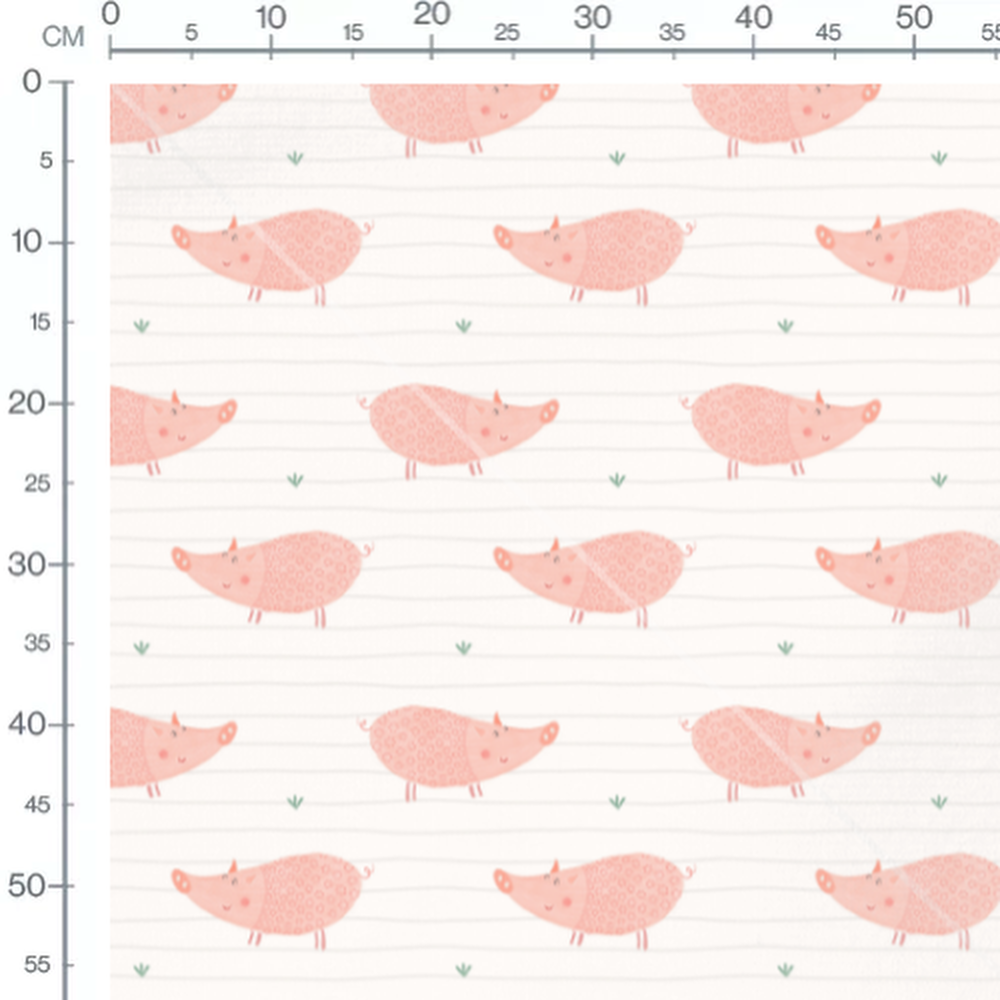 Tissu - Cochons roses souriants