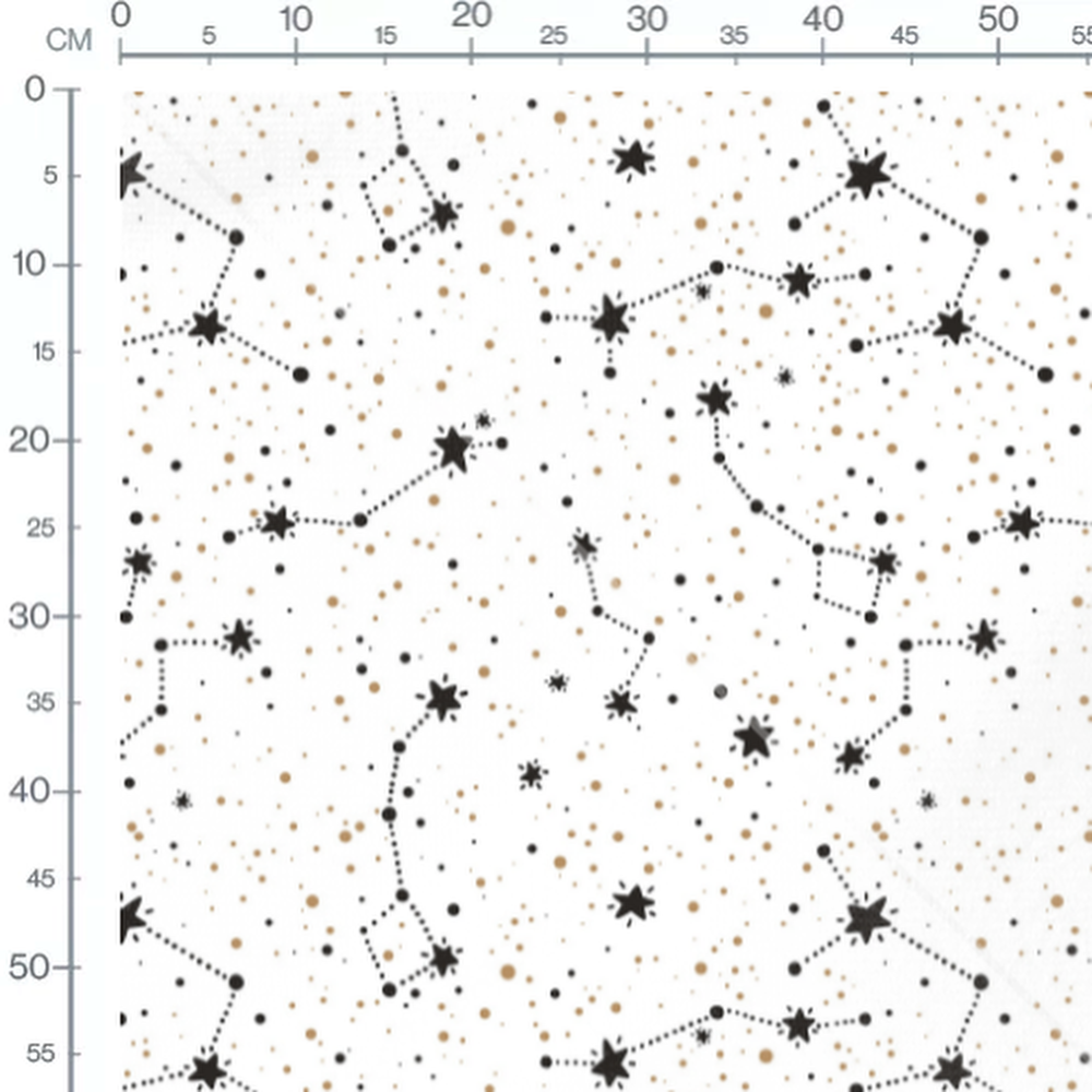 Tissu - Constellations noires dorées